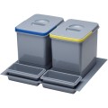 Cos Gunoi Selecto/Multino pentru Sertar Idealbox, 1 Cuve x 15 L+ 2x7 L, H300 mm, 473 x 509 mm, Finisaj Gri