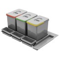 Cos Gunoi Selecto/Multino pentru Sertar Idealbox, 3 Cuve x15 L, H300 mm, 474 x 710 mm, Finisaj Gri