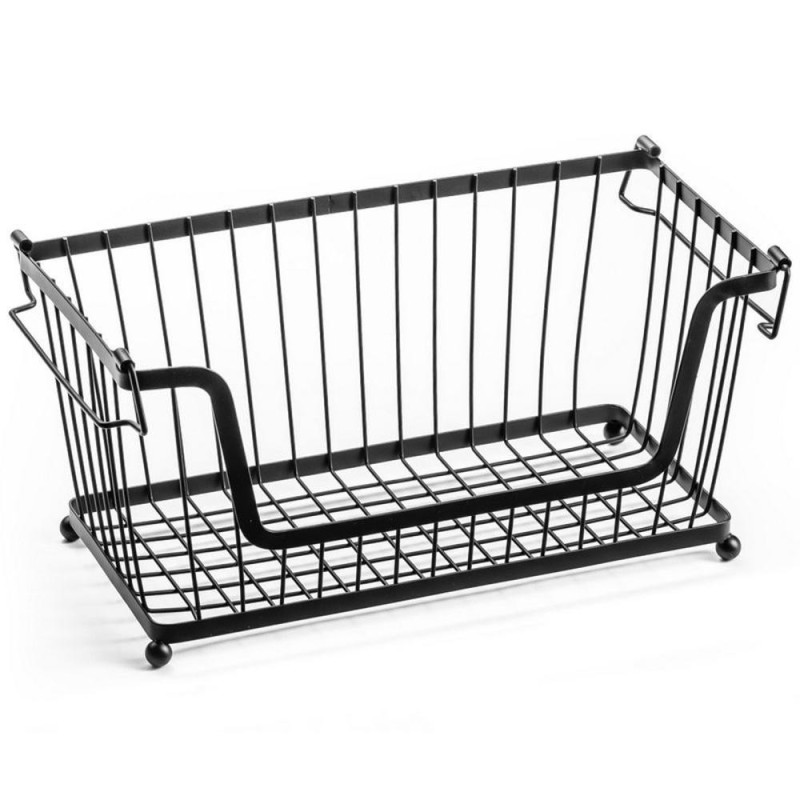 Cos Metalic pentru Fructe, 31 x 17.5 x 15.5 cm, Negru, Vilde