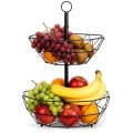 Cos pentru Fructe Metalic, 2 Nivele, Negru, Vilde, 30 cm