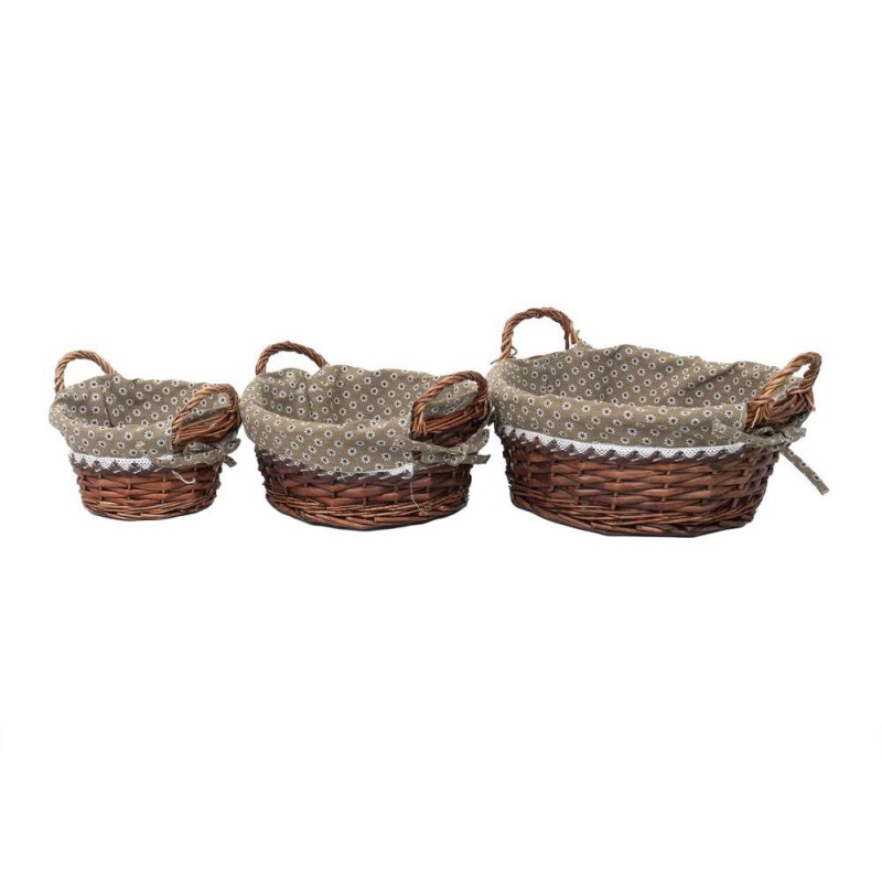 Cosuri de Rachita Rotunde, cu Manere, Material Textil, Maro Inchis, 3 Bucati