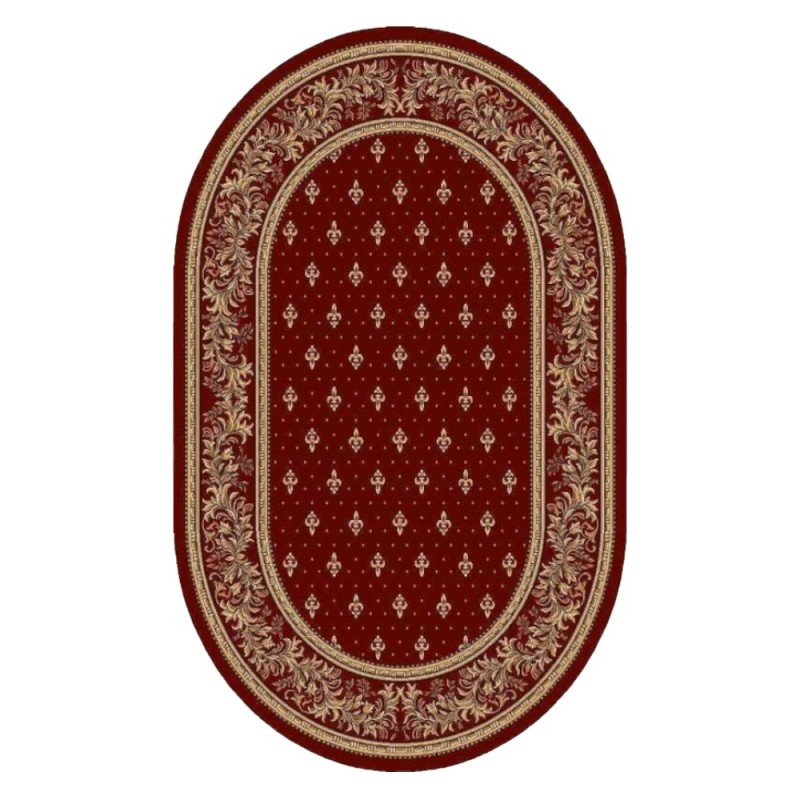 Covor Bisericesc Oval, 150 cm x 230 cm, Rosu, Model Lotos
