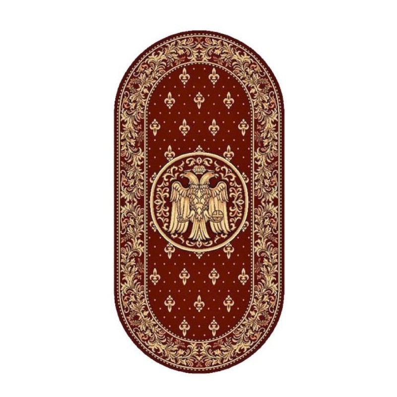 Covor Bisericesc Oval, 80 cm x 150 cm, Rosu, Model Lotos