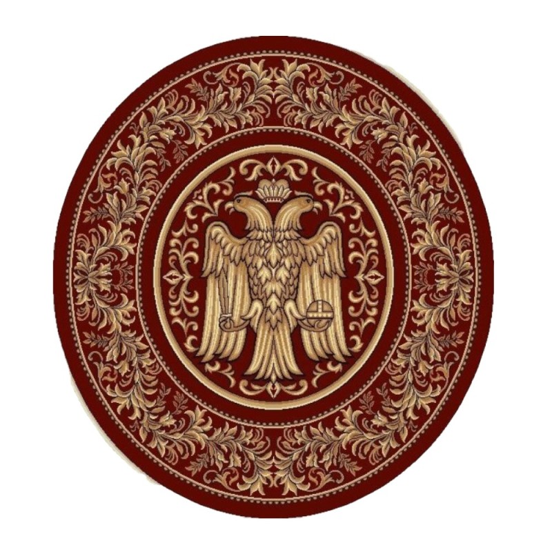 Covor Bisericesc Rotund, 100 cm x 100 cm, Rosu, Model Lotos