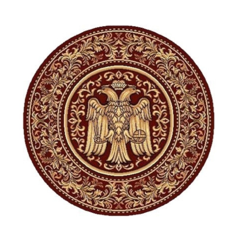 Covor Bisericesc Rotund, 120 cm x 120 cm, Rosu, Model Lotos