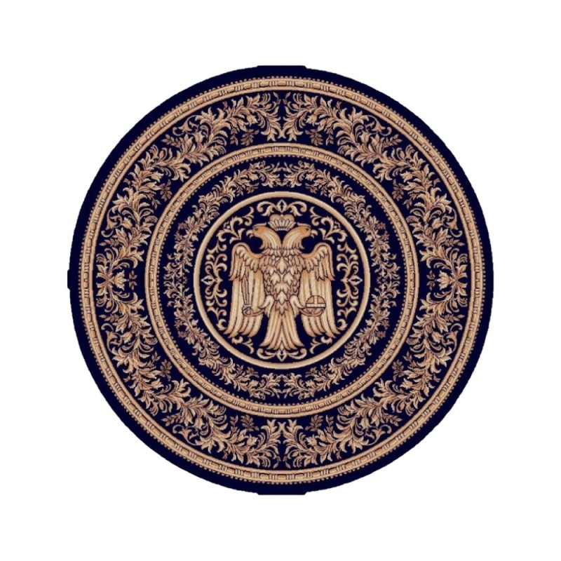Covor Bisericesc Rotund, 200 cm x 200 cm, Albastru, Model Lotos