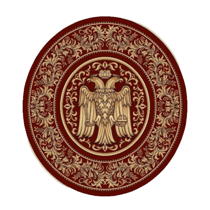 Covor Bisericesc Rotund, 200 cm x 200 cm, Rosu, Model Lotos