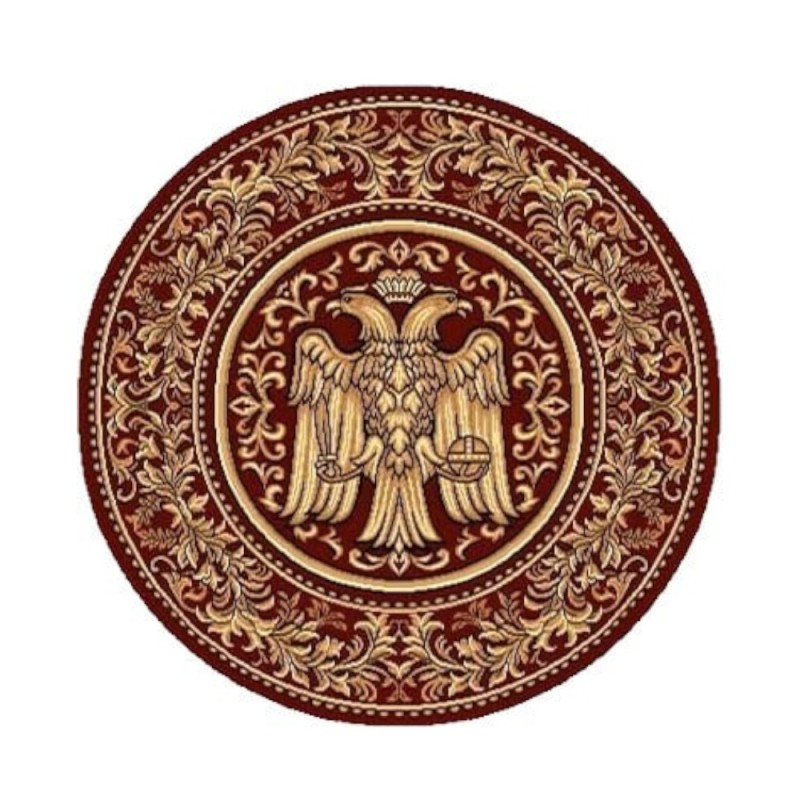 Covor Bisericesc Rotund, 250 cm x 250 cm, Rosu, Model Lotos