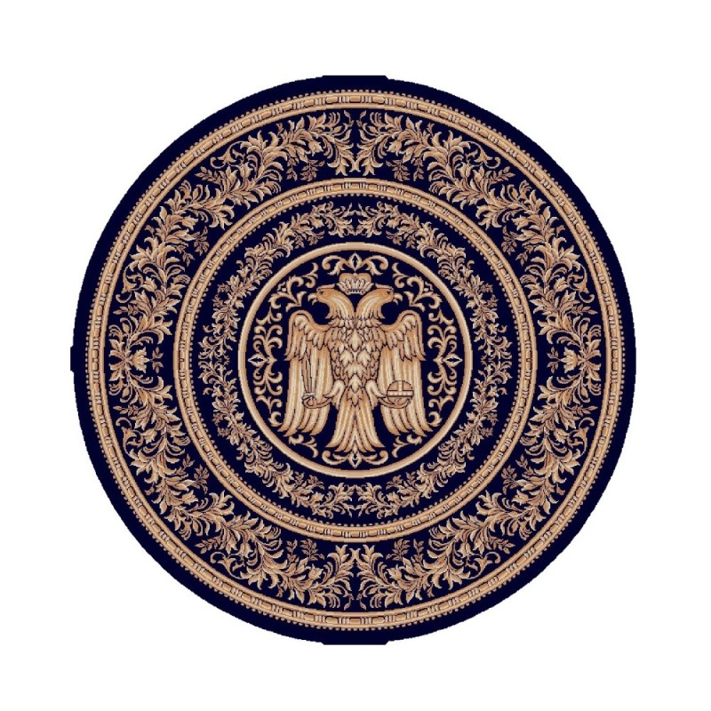 Covor Bisericesc Rotund, 67 cm x 67 cm, Albastru, Model Lotos