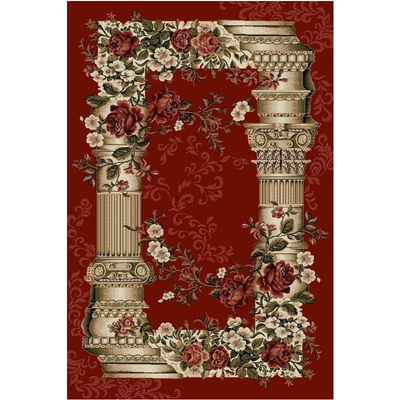 Covor Dreptunghiular, 100 x 200 cm, Rosu, Model Coloane Lotos 532