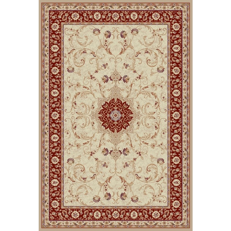 Covor Dreptunghiular, 100 x 300 cm, Crem / Rosu, Model Clasic Lotos 523/120