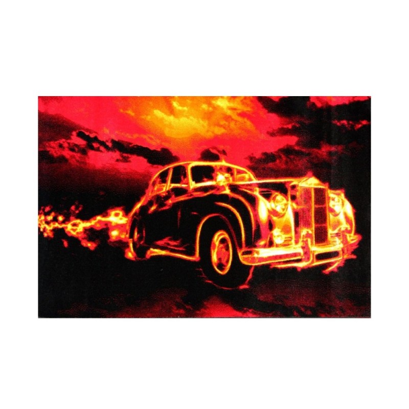 Covor Dreptunghiular, 120 cm x 170 cm, Rosu / Negru, Model Kolibri Masina