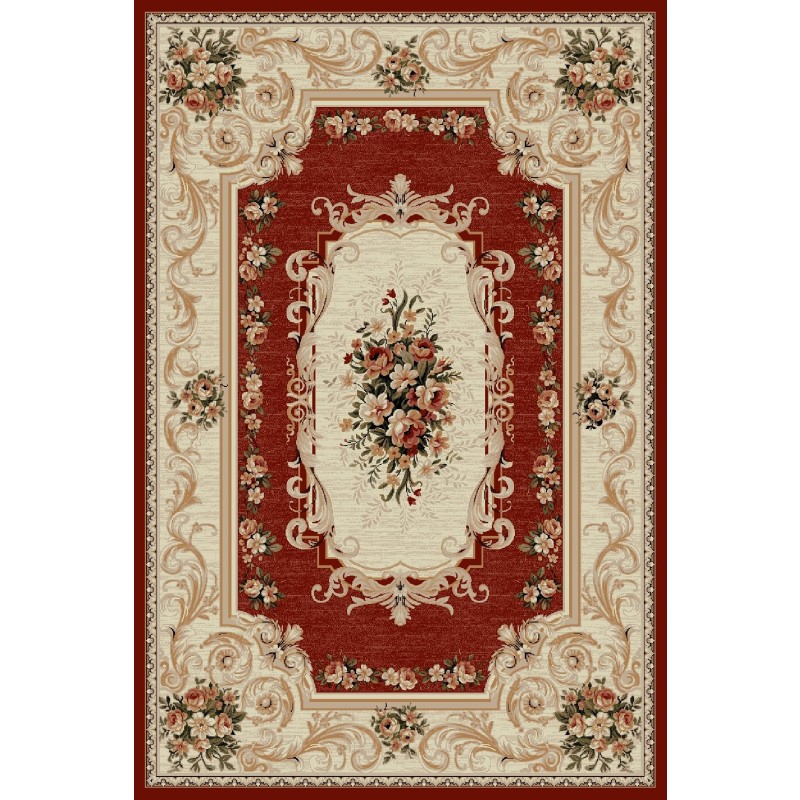 Covor Dreptunghiular, 120 x 170 cm, Rosu, Lotos Model Floral 535