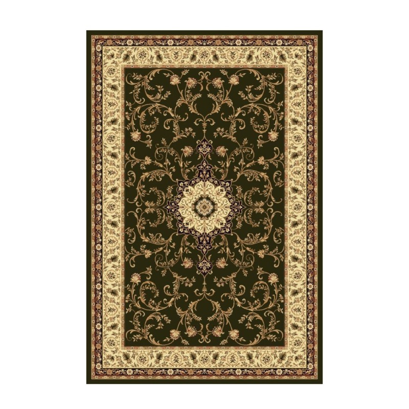 Covor Dreptunghiular, 120 x 170 cm, Verde / Crem, Model Lotos