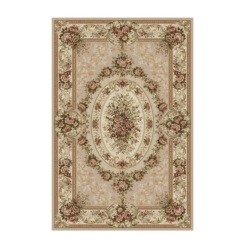 Covor Dreptunghiular, 150 x 230 cm, Bej / Crem, Model Floral Lotos