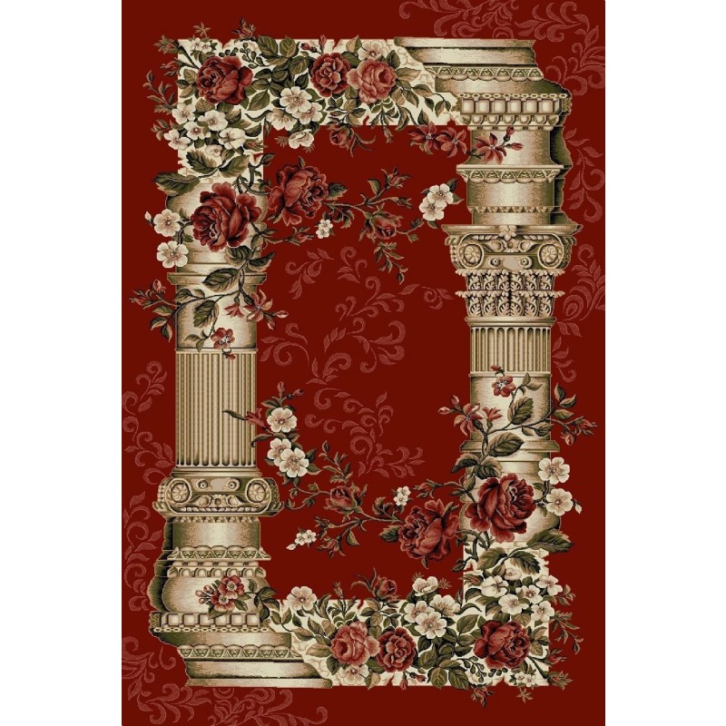 Covor Dreptunghiular, 150 x 230 cm, Rosu, Model Coloane Lotos 532