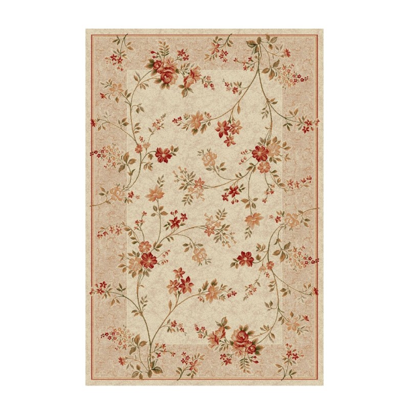 Covor Dreptunghiular, 150 x 300 cm, Crem / Bej, Model Flori Lotos