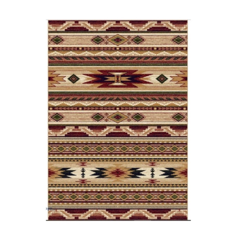 Covor Dreptunghiular, 60 cm x 110 cm, Bej / Grena, Model Lotos