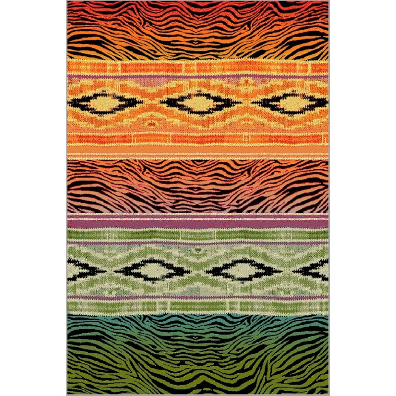 Covor Dreptunghiular, 60 x 130 cm, Verde / Portocaliu, Kolibri Ethnic 11330