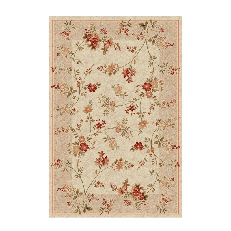 Covor Dreptunghiular, 80 x 150 cm, Crem / Bej, Model Flori Lotos