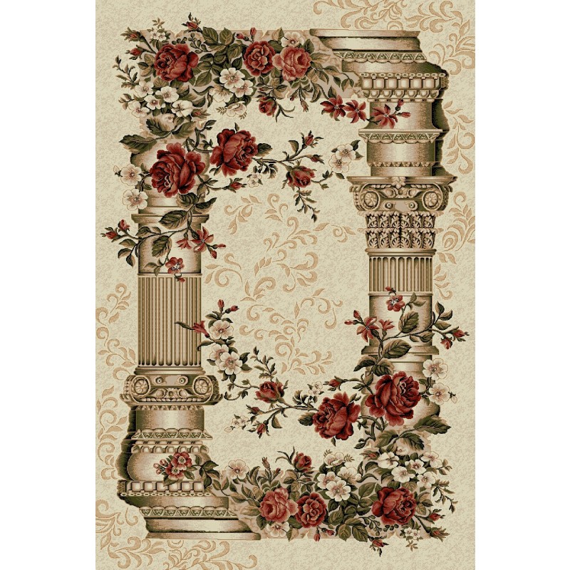 Covor Dreptunghiular, 80 x 150 cm, Crem, Model Coloane Lotos 532