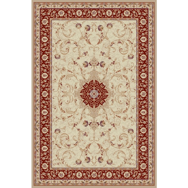 Covor Dreptunghiular, 80 x 150 cm, Crem / Rosu, Model Clasic Lotos 523/120