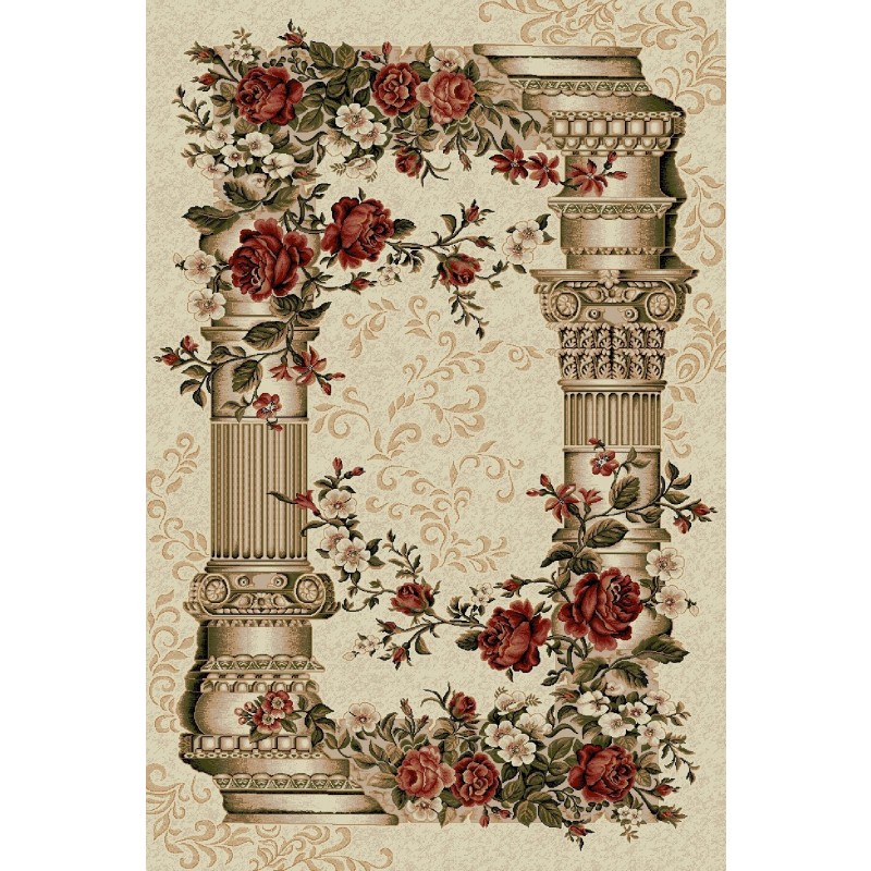 Covor Dreptunghiular, 80 x 200 cm, Crem, Model Coloane Lotos 532