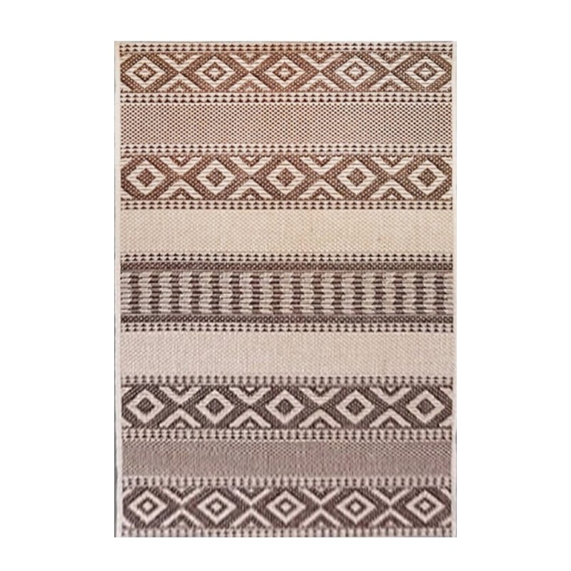 Covor Dreptunghiular pentru Bucatarie, 120 x 170 cm, Crem / Maro, Model Romburi Natura