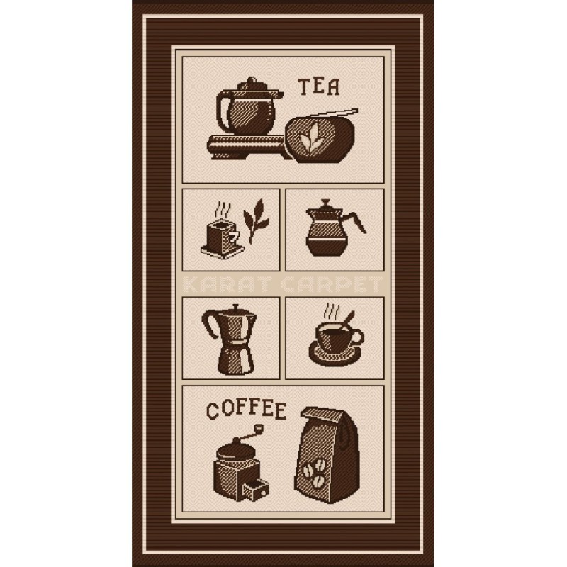 Covor Dreptunghiular pentru Bucatarie, 75 x 200 cm, Antiderapant, Maro / Bej, Flex 953/19