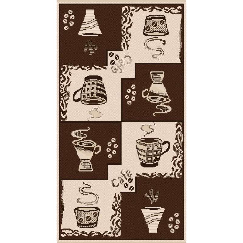 Covor Dreptunghiular pentru Bucatarie, 75 x 200 cm, Antiderapant, Maro, Flex 950/91