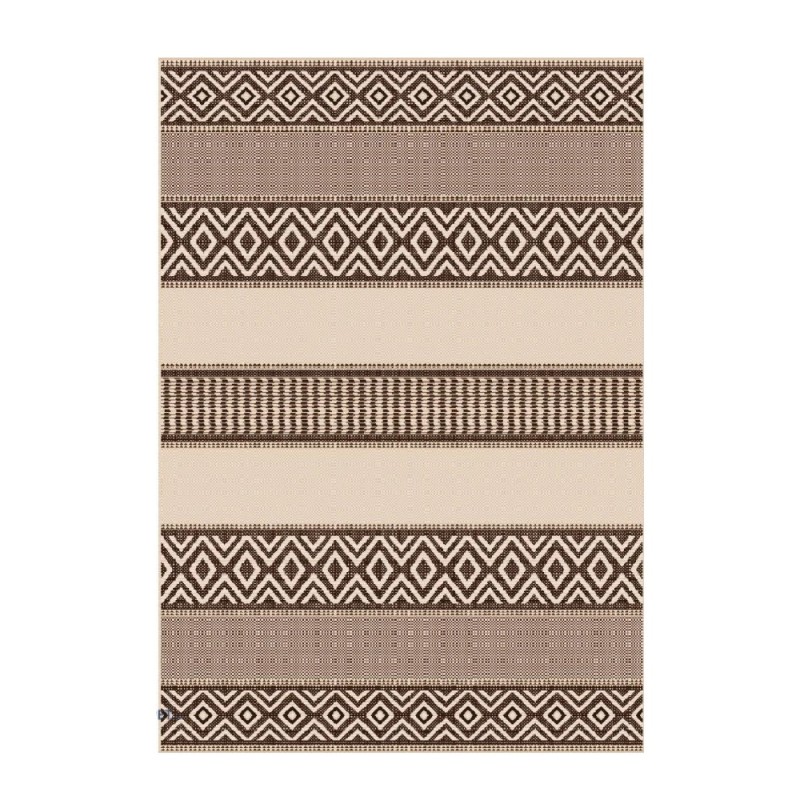 Covor Dreptunghiular pentru Bucatarie, 80 x 150 cm, Crem / Maro, Model Romburi Natura