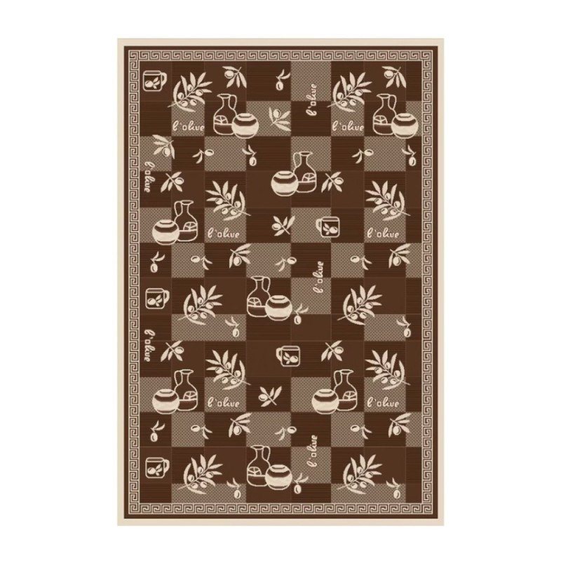 Covor Dreptunghiular pentru Bucatarie, 80 x 150 cm, Maro / Bej, Model L'Olive Natura