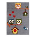 Covor Dreptunghiular pentru Copii, 120 x 170 cm, Gri, Kolibri Model Bufnite 11205/190