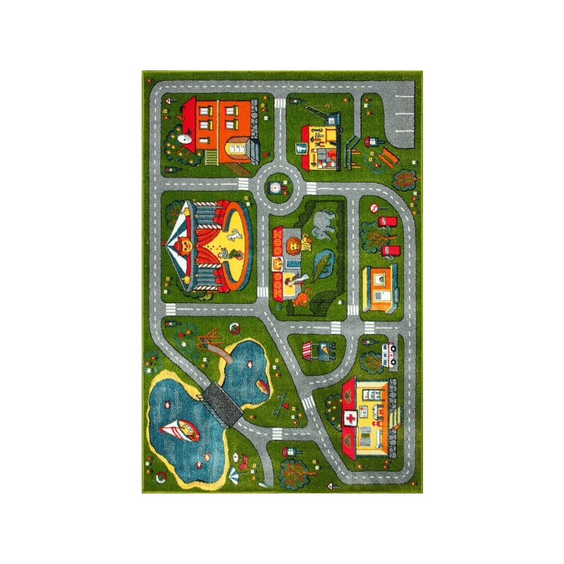 Covor Dreptunghiular pentru Copii, 120 x 170 cm, Verde, Kolibri Model Drumulete 11061