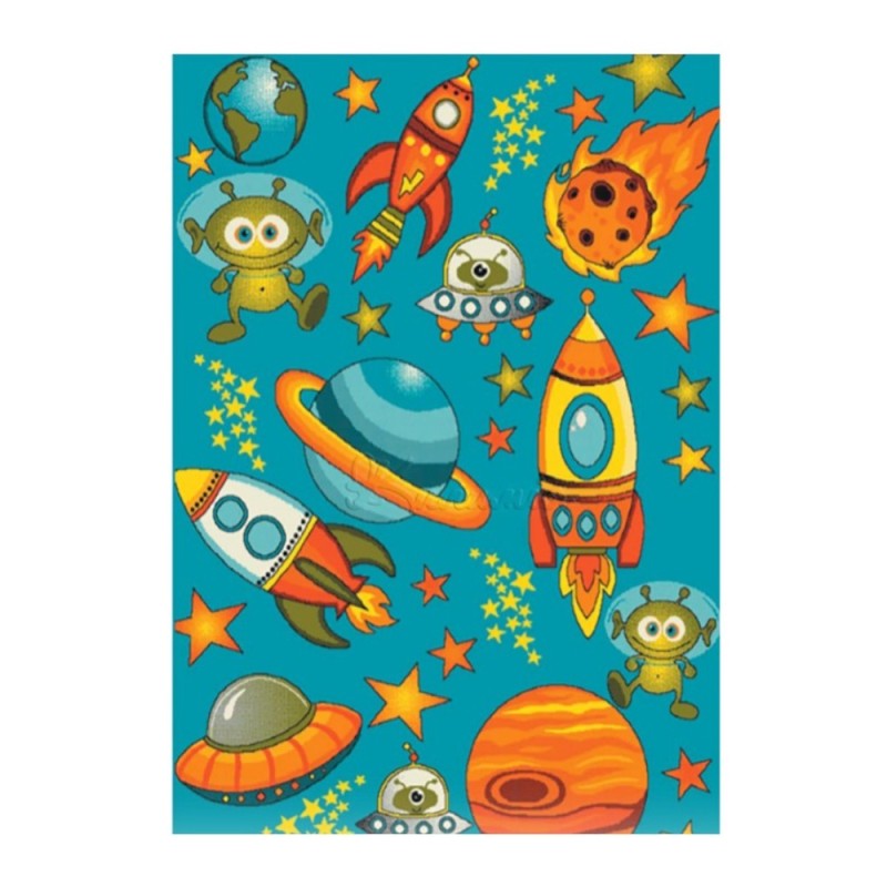 Covor Dreptunghiular pentru Copii, 160 x 230 cm, Albastru, Kolibri Model Cosmos 11200/140