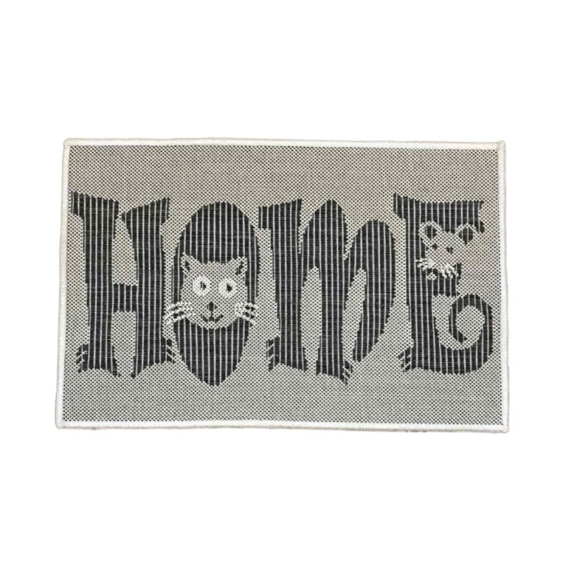 Covor Dreptunghiular pentru Usa de Intrare, Gri / Negru, 50 x 80 cm, Antiderapant, Model Flex Home