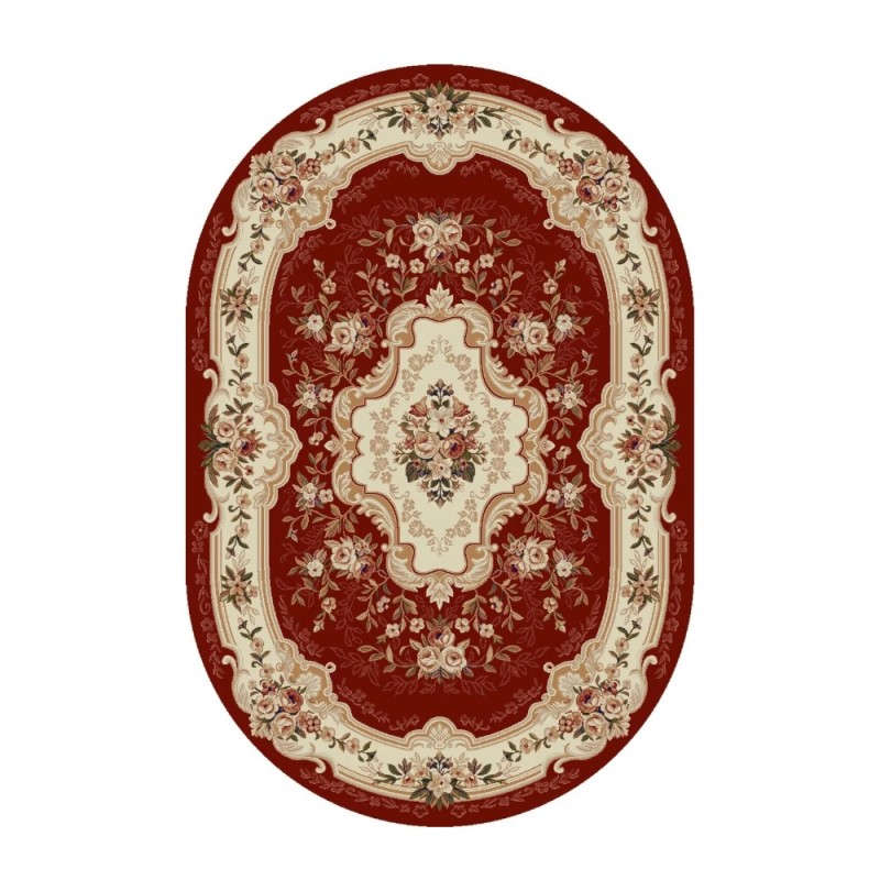 Covor Oval, 100 x 200 cm, Grena, Model Floral Lotos