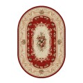 Covor Oval, 100 x 200 cm, Rosu / Crem, Model Lotos