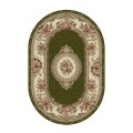 Covor Oval, 100 x 200 cm, Verde / Crem, Model Floral Lotos
