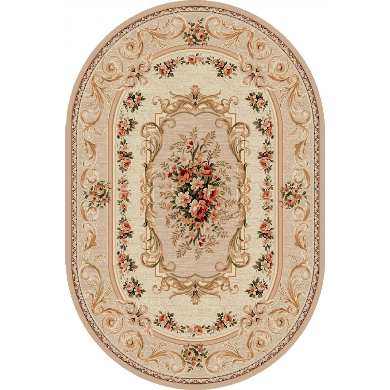 Covor Oval, 150 x 230 cm, Bej, Model Clasic Lotos 535