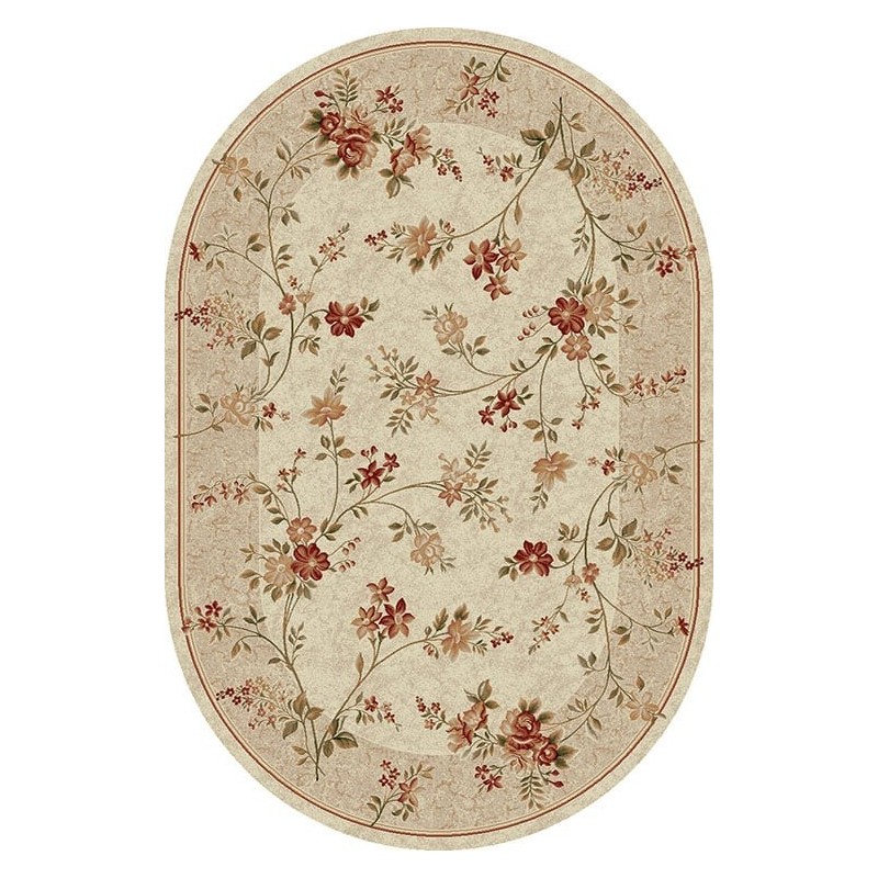 Covor Oval, 200 x 300 cm, Crem / Bej, Model Flori Lotos