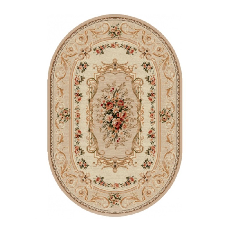 Covor Oval, 300 x 400 cm, Bej, Model Clasic Lotos 535