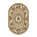 Covor Oval, 60 x 110 cm, Bej / Crem, Model Floral Lotos
