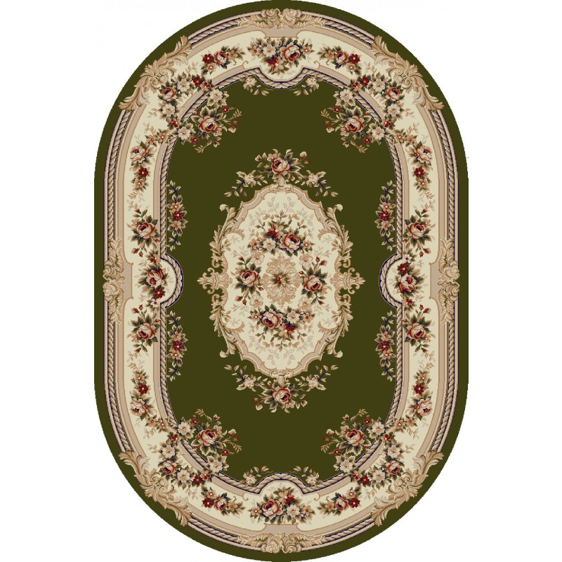 Covor Oval, 60 x 110 cm, Crem / Verde, Lotos 575-310