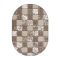 Covor Oval, 80 cm x 150 cm, Crem / Maro, Model Fashion Patratele