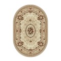 Covor Oval, 80 x 150 cm, Crem / Bej, Model Floral Lotos