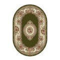 Covor Oval, 80 x 150 cm, Verde / Crem, Model Floral Lotos