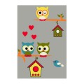 Covor pentru Copii, 80 cm x 150 cm, Gri, Model Kolibri Bufnite