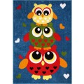 Covor pentru Copii Albastru, Model Bufnite, 120 cm x 170 cm, Kolibri 11207-140