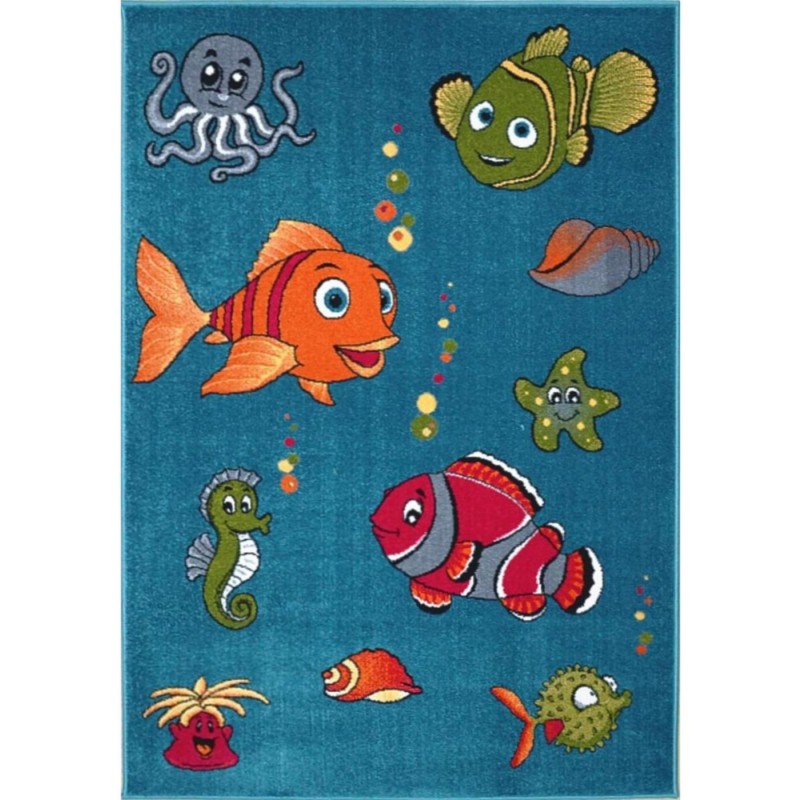 Covor pentru Copii Albastru, Model Pestisor, 200 cm x 300 cm, 11381
